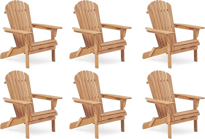 Wooden Folding Adirondack Chair Set of 6 - Photo 1