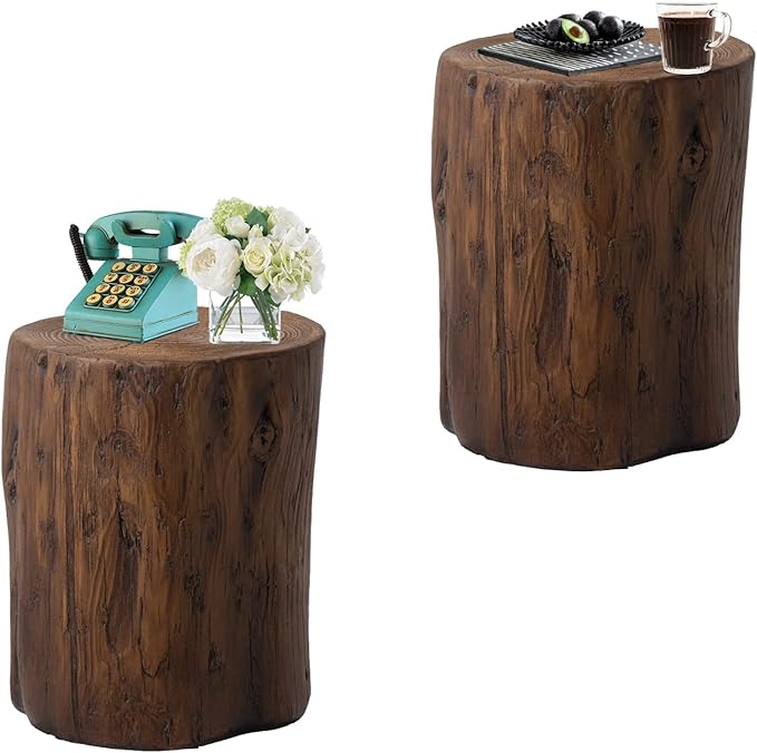 HOMPUS Concrete Outdoor Side Table Set of 2 - Photo 1