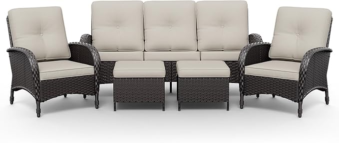 Joyside Wicker Patio Furniture Set, 5 Piece Outdoor Furniture Set with Thickened Cushions, High Back, Deep Seating - Photo 8