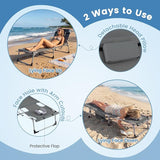 COSTWAY Tanning Chair with Face Hole, Folding Sun Bathing Lounge Chair with Armrest, Side Pocket & Protective Flap - Photo 5