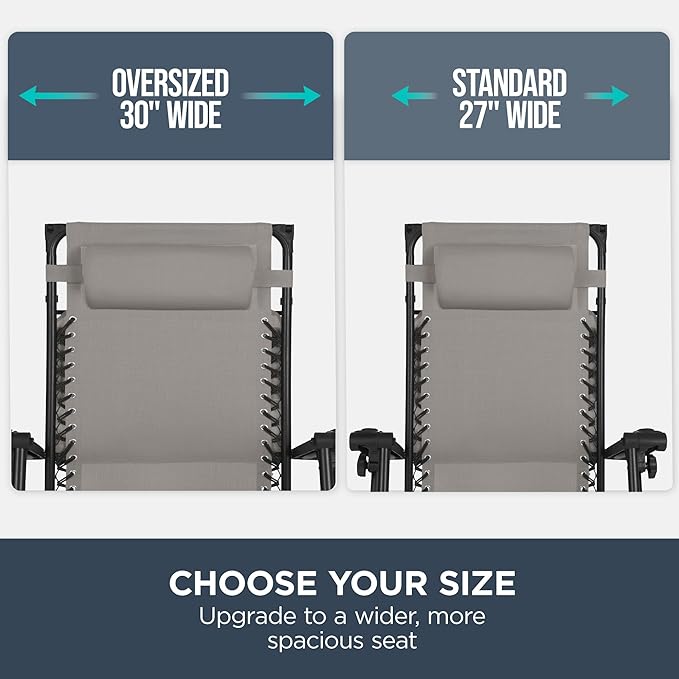Best Choice Products 30” Wide Folding Zero Gravity Outdoor Recliner Patio Lounge Chair w/Adjustable Canopy Shade - Photo 4
