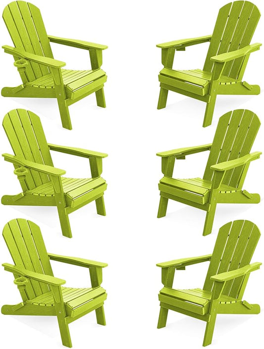 LOUNZY Folding Adirondack Chair Set of 6, Lime