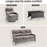 Swivel Patio Chairs sofa Set of 4 with 6" Thick Cushion - Wicker Outdoor Swivel Rocker Patio Chair ,Sofa/Glass coffee - Photo 4