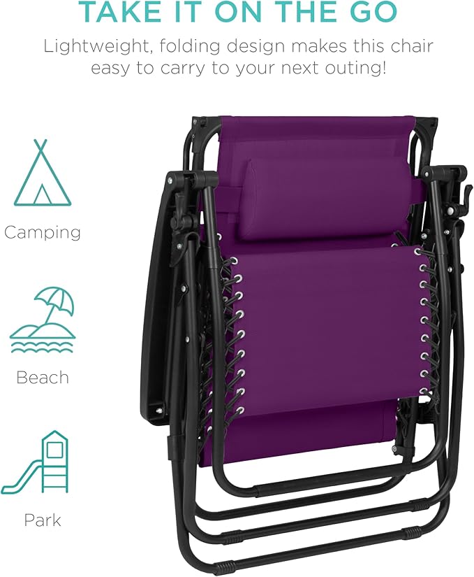 Best Choice Products 30” Wide Folding Zero Gravity Outdoor Recliner Patio Lounge Chair w/Adjustable Canopy Shade - Photo 9