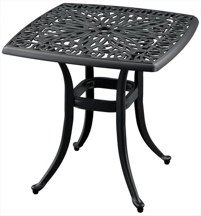 Outdoor 21" Cast Aluminum Square Side Table End Table for Patio, Backyard, Pool, Indoor Companion, Easy Maintenance and Weather Resistant, Black