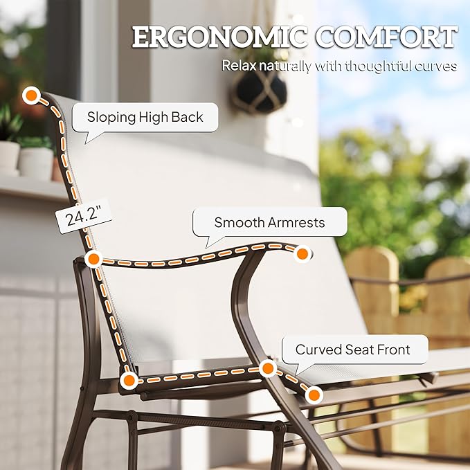 Outsunny 2-Person Outdoor Glider Bench，Patio Glider Loveseat Chair with Powder Coated Steel Frame，2 Seats Porch Rocking Glider for Backyard, Lawn, Garden and Porch, Cream White