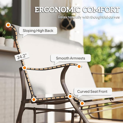 Outsunny 2-Person Outdoor Glider Bench，Patio Glider Loveseat Chair with Powder Coated Steel Frame，2 Seats Porch Rocking Glider for Backyard, Lawn, Garden and Porch, Cream White