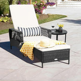 HAPPYGRILL Patio Chaise Lounge Chair Set of 2, Outdoor Rattan Wicker Recliner with Thick Cushion, Lumbar Pillow - Photo 4