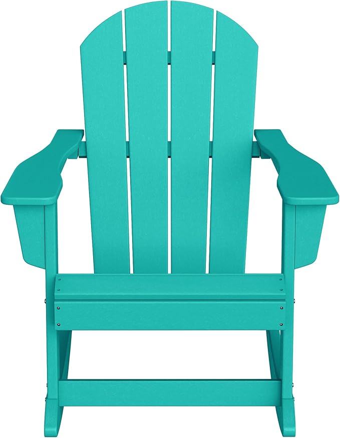 WestinTrends Malibu Outdoor/Patio Poly Adirondack Rocking Chair, Turquoise