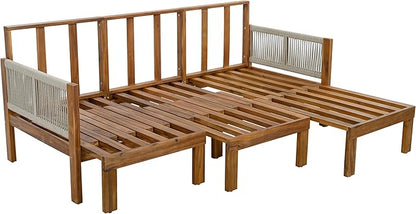 LUMISOL Outdoor Patio Day Bed Sofa, 3 Seat Convertible Sleeper Sofa for Poolside Backyard, Patio Furniture Lounge Couch with Cushion, Grey