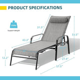 EROMMY Patio Chaise Lounge Chair, Set of 2 Outdoor Lounge Chairs with Adjustable Backrest - Photo 3