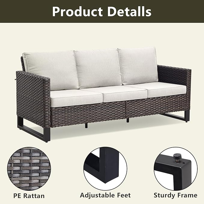 Rilyson Wicker Outdoor Patio Furniture Set - 5 Piece Patio Conversation Set with 2 Swivel Rocker Chairs - Photo 3