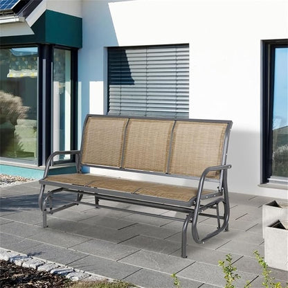Outdoor Park Bench Backyard Garden, Front Porch, or Walking Path Furniture Seating, Outdoor Metal Garden Bench Patio Park Bench, Patio Park Bench Breathable Mesh Fabric 57.75" L x 29.5" W x 33.5" H