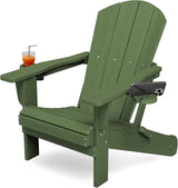 KINGYES Folding Adirondack Chair with Dual Cup Holders - HDPE All-Weather Outdoor Chairs - Photo 1