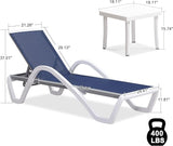 PURPLE LEAF Patio Chaise Lounge Chair Set of 3 Outside Aluminum Plastic Stackable Tanning Chairs with Armrests and Side - Photo 2