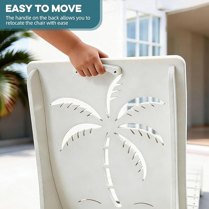 in Pool Lounge Chairs Set of 2, HDPE Pool Chaise Loungers for Sun Shelf up to 9 Inches, Fade-Resistant, 3-Position Adjustable Backrest with Headrest, Ergonomic Poolside Lounger, White