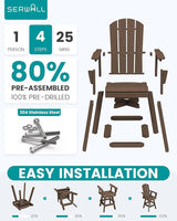 SERWALL Swivel Adirondack Barstools Set of 2, HDPE Outdoor Swivel Bar Chairs Set of 2 for Patio, Poolside, Garden - Photo 8