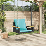 Patio Swing Bench Black Outdoor Garden Seating with Plush Cushions Weather Resistant Materials Compact Design for - Photo 4