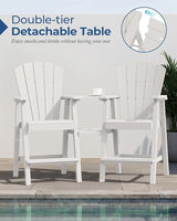 Ciokea Tall Adirondack Chairs Set of 4, HDPE Outdoor Adirondack Bar Stools with Double Connecting Tray - Photo 3