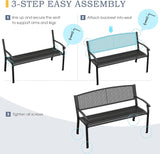 VICLLAX Outdoor Garden Bench, 50” Long Metal Patio Bench with Backrest and Armrests - Photo 7