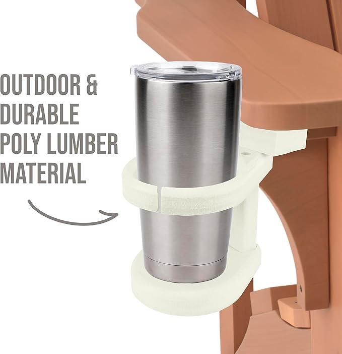Durable Cup Holder for Outdoor Furniture – Adirondack Chair Attachment, White, Perfect for Outdoor Enthusiasts, Affordable & Easy to Use