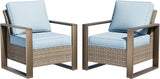 Patio Metal Wicker Chairs Set of 2 - Photo 1