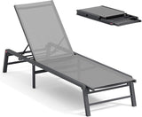 Aluminum Chaise Lounge Chair Outdoor, Foldable Patio Lounge Chair Assemble-Free - Photo 1