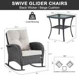 Belord Patio Rocking Chairs Wicker Set - Outdoor Rocking Chairs Set of 2 with Side Table - Photo 4
