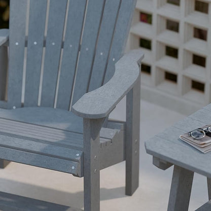 Wildridge Heritage Upright Adirondack Chair, Light Gray - Outdoor All-Weather Poly Furniture for Patio, Deck, Yard