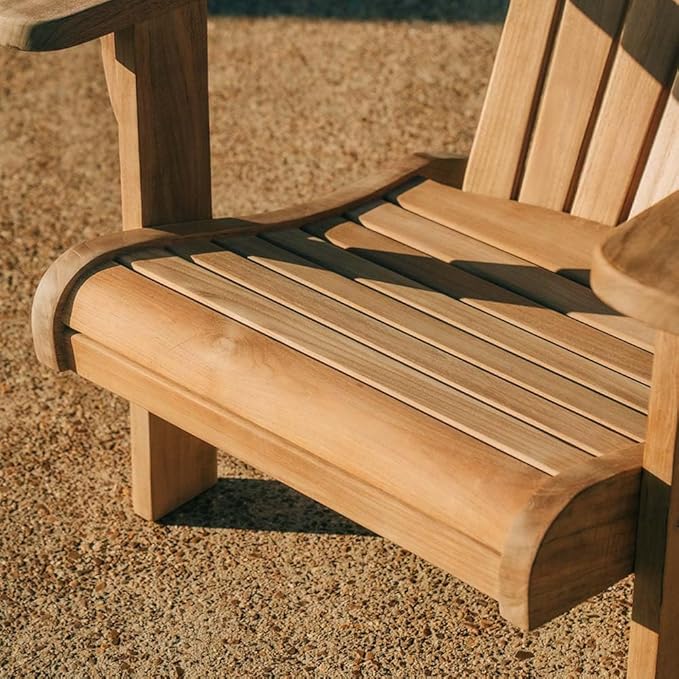 TITAN GREAT OUTDOORS Ash & Ember Savannah Grade A Teak Adirondack Chair, Weather Resistant Patio Lounge with Gently Curved Seat and Back, for Deck, Porch, or Backyard, Indoor Outdoor Use