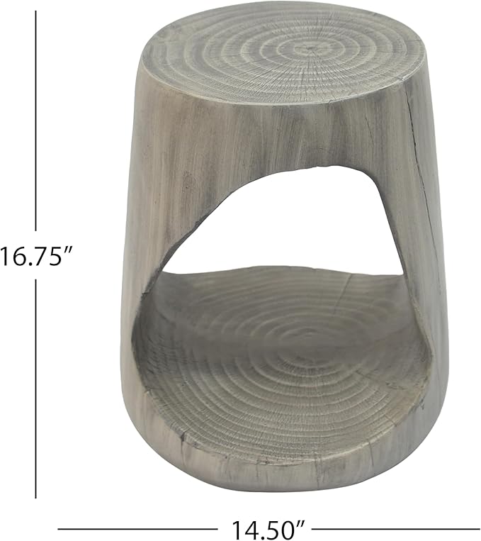 Outdoor Side Table Concrete End Table Patio Small Coffee Tables, Faux Wood Garden Stool Plant Stand for Porch - Photo 2