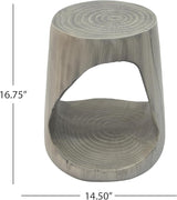 Outdoor Side Table Concrete End Table Patio Small Coffee Tables, Faux Wood Garden Stool Plant Stand for Porch - Photo 2