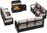 Outdoor Aluminum Furniture Set, 6-Piece Patio Conversation Set, 2 Swivel Chairs, 2 Chairs, 1 Sofa and 1 Fireplace - Photo 9