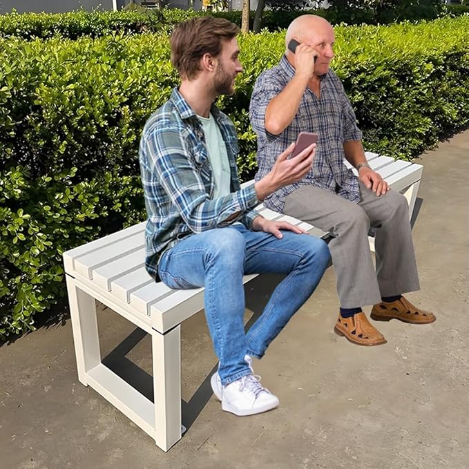 2-Person Garden Bench Seat Outdoor Benches Metal Park Bench Patio Seat 3.3ft 3.9ft 4.9ft 5.9ft Weather Resistance Backless Front Porch Chair Easy Installation(Black,4.9ft)
