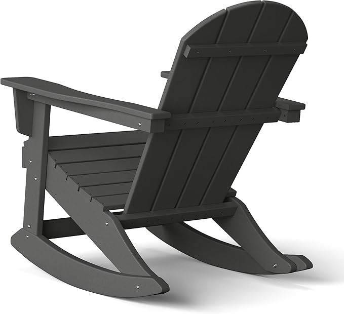 WestinTrends Malibu Outdoor/Patio Poly Adirondack Rocking Chair, Gray