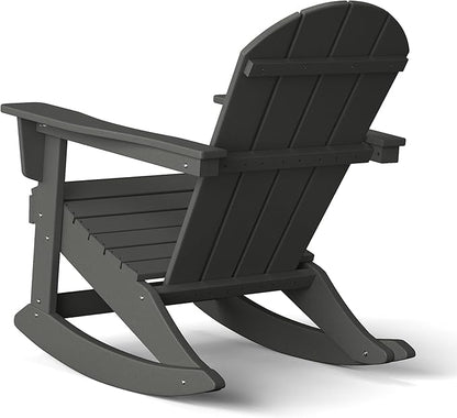 WestinTrends Malibu Outdoor/Patio Poly Adirondack Rocking Chair, Gray