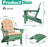 Adirondack Chairs Set of 2 with Cushions & Cup Holders, HDPE Weather Resistant Folding Adirondack Chair for Adults - Photo 3