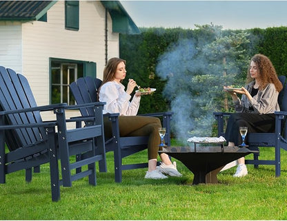 Stackable Adirondack Chairs Set of 4, Space Saving HDPE All-Weather Fire Pit Chair with Cover for Outdoor Lawn Porch Deck