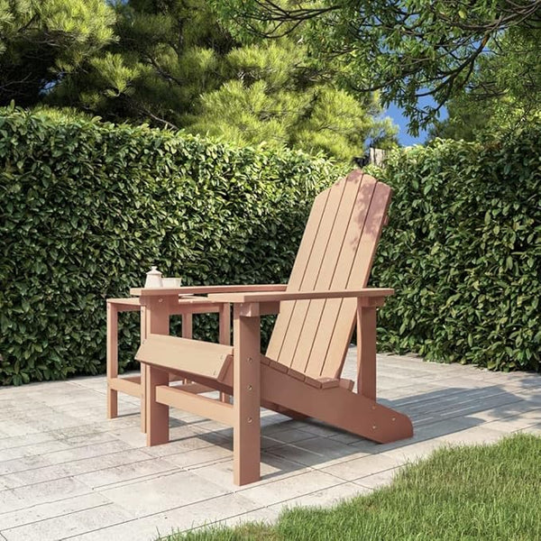 Brown HDPE and Stainless Steel Medium Adirondack Garden Chair for Patio Balcony Outdoor Seating with Heavy-Duty - Photo 1