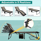 Outdoor Folding Lounge Chair Padded for Adults 264Ibs Patio Chaise Lounge Chair for Outside Adjustable 5-Position - Photo 4