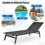 COSTWAY 2 PCS Patio Lounge Chair Chaise Recliner Back Adjustable Garden Black - Photo 6