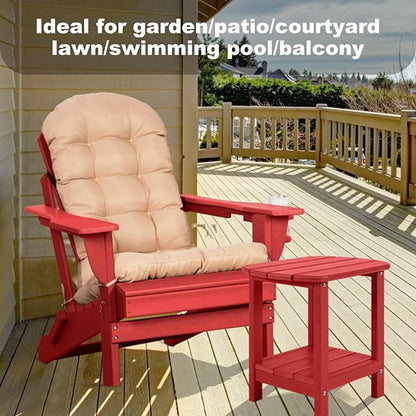 Adirondack Outdoor Side Table, 16.5” HDPE Small Patio Table with Storage Shelf, Weather Resistant End Table for Porch, Pool & Yard (Red)