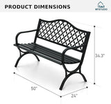 MFSTUDIO Outdoor Metal Bench Set of 2, 50" Black Outdoor Metal Garden Bench with Arch Legs - Photo 2