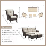 HUMMUH 6 Pieces Patio Furniture Set with Fire Pit Table High Back Outdoor Conversation Set Wicker Patio Couch Outdoor - Photo 2