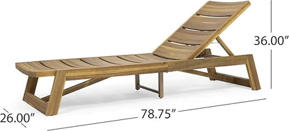 Great Deal Furniture Lillian Outdoor Wood and Iron Chaise Lounge, Teak and Yellow, (309813)