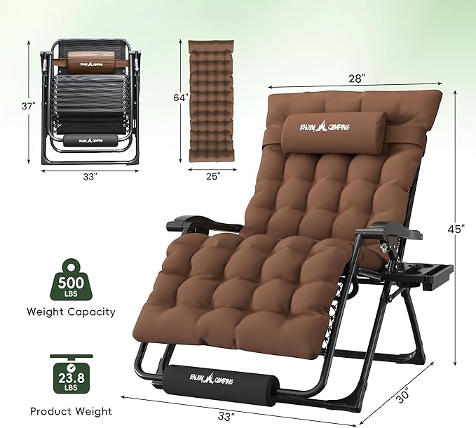 Amopatio Oversized Zero Gravity Padded Chair w/Removable Cushion&Headrest - Photo 3
