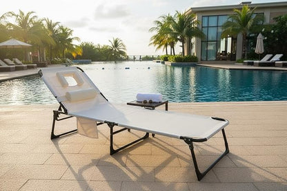 Tanning Chair with Face Hole Folding Beach Lounge Chair,5-Position Adjustable Backrest, Pillow & Side Pocket,Portable Face Down Chaise Lounge for Outdoor Backyard Poolside,Beach, Patio,Beige