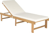 SAFAVIEH Outdoor Collection Inglewood Natural Solid Wood/Beige Cushion Adjustable Chaise Lounge Chair (PAT6723A) - Photo 4