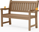 YEFU Outdoor Bench for Patio Waterproof: Heavy Duty 2-Person Garden Bench with 2 Cup Holders & Oversized Seating - HIPS - Photo 1