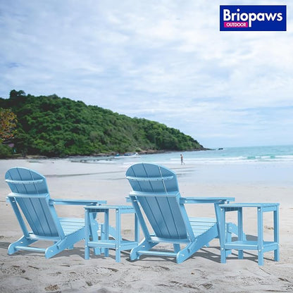 BRIOPAWS Outdoor-Side-Table | Small | HDPE Plastic | Patio End-Table | 2-Shelf Adirondack Outside Tables | All Weather | for Poolside Front Porch Indoor Living Room | 14" x 13" | Arctic